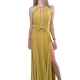 Robe longue jaune Curry plissée Noeud Elisabetta Franchi Femme ABR13 5754 DC6