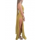 Robe longue jaune Curry plissée Noeud Elisabetta Franchi Femme ABR13 5754 DC6