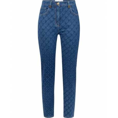 Jeans brut logo slim Blue Vintage Coton stretch PJ95N 139 Elisabetta Franchi Femme boutique Strasbourg vêtement mode