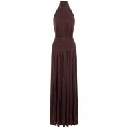 Robe longue Chocolat peau pêche ABR27 5883 644 Elisabetta Franchi Femme Boutique Strasbourg skirt vêtement