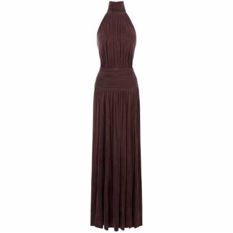 Robe longue Chocolat peau pêche ABR27 5883 644 Elisabetta Franchi Femme Boutique Strasbourg skirt vêtement