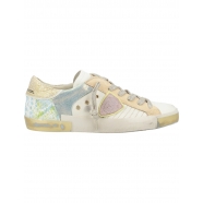 Sneakers Paris Patch cuir blanc glitter gold vert serpent Philippe Model Femme PRLD VYX3