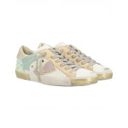 Sneakers Paris Patch cuir blanc glitter gold vert serpent Philippe Model Femme PRLD VYX3