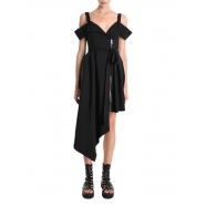 Robe asymétrique techno stretch noire zip bretelles 4B W5011 La Haine Inside Us Femme Boutique Online Strasbourg fashion