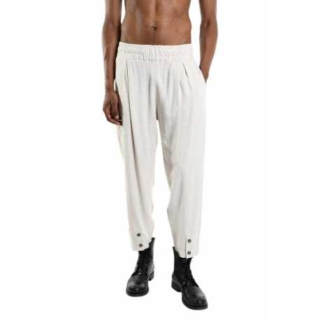 Pantalon lin viscose lèger Ecru boutons avant bas M1012 La Haine Inside Us Homme Boutique Strasbourg avant garde mode