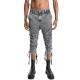 Pantalon toile coton marmorisé Gris bandes côtés lien ajustable M1033 La Haine Inside Us Homme Boutique Strasbourg Online 