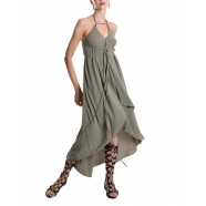 Robe Asymétrique Georgette Verte W5004 La Haine Inside Us Femme Boutique Online Strasbourg fashion créateur 