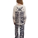 Pantalon viscose soie print afro blanc bleu Lion 5025 2725 Ivi Collection Femme Boutique Strasbourg Mode woman fashion