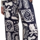 Pantalon viscose soie print afro blanc bleu Lion 5025 2725 Ivi Collection Femme Boutique Strasbourg Mode woman fashion