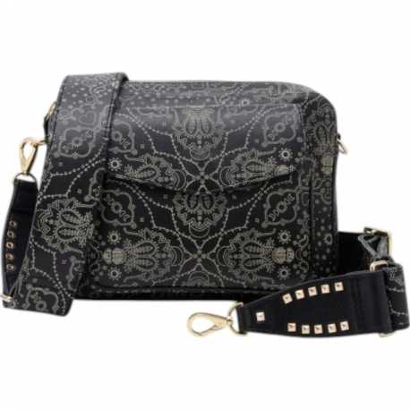 Sac big Charly cuir Bandana noir blanc sangle large cuir nappa 3815 Claris Virot