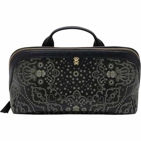 Trousse de toilette cuir nappa Bandana noir blanc 3851 Claris Virot Femme Strasbourg Boutique online bag woman 