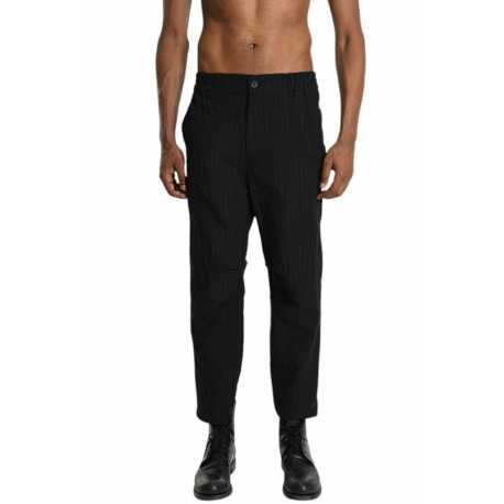 Pantalon noir rayé blanc lin coton plis genou M1075 La Haine Inside Us Homme Strasbourg Boutique Online Mode Créateur 