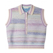 Débardeur col polo Rasmus rayé multi bleu mauve lurex femme Mes Demoiselles Paris Strasbourg Boutique Shop On Line