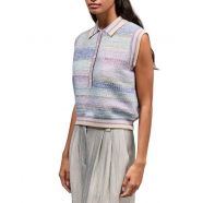 Débardeur col polo Rasmus rayé multi bleu mauve lurex femme Mes Demoiselles Paris Strasbourg Boutique Shop On Line