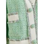 Gilet vert clair bande écrue Hoola cropped fringe Neptune Green Essentiel Antwerp Femme H1NP boutique strasbourG vêtement