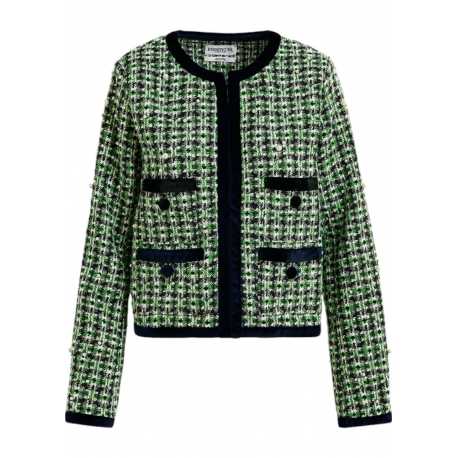 Veste verte tweed ganse bleu Homework pearl embo Pine Needle Essentiel Antwerp Femme H1PN Boutique Strasbourg mode