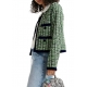 Veste verte tweed ganse bleu Homework pearl embo Pine Needle Essentiel Antwerp Femme H1PN Boutique Strasbourg mode