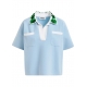 Polo ciel sequins verts col Hoiseau embroidered Aqua Blue Essentiel Antwerp Femme AB08