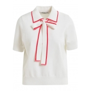 Polo cravate liseré corail Hight polo with a bow Off White Essentiel Antwerp Femme OW01