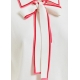 Polo cravate liseré corail Hight polo with a bow Off White Essentiel Antwerp Femme OW01