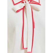 Polo cravate liseré corail Hight polo with a bow Off White Essentiel Antwerp Femme OW01