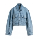 Blouson jeans court Hespero cropped jeans Aqua Blue Essentiel Antwerp Femme AB08 boutique Strasbourg mode fashion