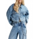 Blouson jeans court Hespero cropped jeans Aqua Blue Essentiel Antwerp Femme AB08 boutique Strasbourg mode fashion