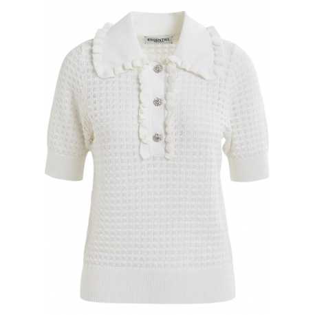 Polo blanc Hemirates knitted Off White Essentiel Antwerp Femme OW01