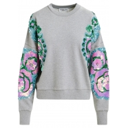 Sweatshirt sequins gris Hecrazy embroidered Combo3 Aqua Blue H3AB