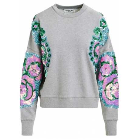 Sweatshirt sequins gris Hecrazy embroidered Combo3 Aqua Blue H3AB