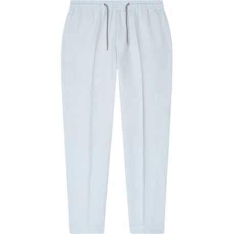 Pantalon lin bleu ciel taille élastiquée Revers Paul Smith Homme M1R 921T P01427 41 Strasbourg Boutique Online Mode 