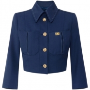 Blouson court navy surpiqué blanc GI 138 DC8 Elisabetta Franchi