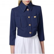 Blouson court navy surpiqué blanc GI 138 DC8 Elisabetta Franchi