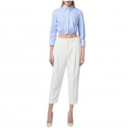 Chemise crops Oxford bleu rayures blanc CA087 6188 019 Elisabetta Franchi