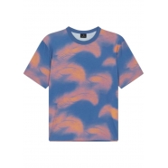 T-shirt bleu print plumes mauve manches courtes Paul Smith Homme M2R 220X P22324 44