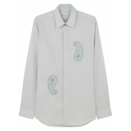 Chemise vert rayé blanc brodée cachemire Paul Smith Homme M1R 901UE P02642 30 Strasbourg Boutique Online Mode 