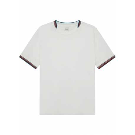 T-shirt blanc col croisé bayadère arrière Paul Smith Homme M1R 112Y P00089 01 Strasbourg Boutique Online Mode 