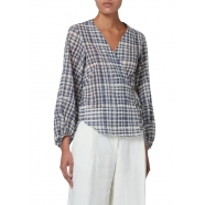 Blouse wrap Vichy blanc bleu Paul Smith Femme W1R 329M P02636 47 Strasbourg Boutique Online Mode 