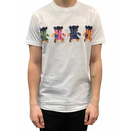 T-shirt blanc print Teddy multicolor slim Paul Smith Homme M2R 010R PP5131 01 Strasbourg Boutique Online Mode 