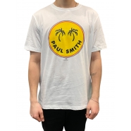 T-shirt blanc print Sun Palmier Smile jaune Regular Paul Smith Homme M2R 011R PP5133 01 Strasbourg Boutique Online Mode