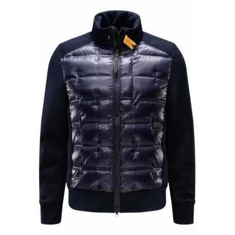 Blouson Matty BlueNavy matelassé brillant manches jersey Col capuche Parajumpers Homme PMHYTY01 03