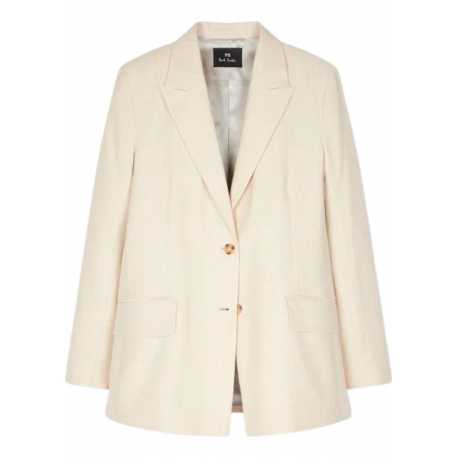 Veste tailleur lin coton beige rayé blanc W2R 247J P31282 11 Paul Smith Femme