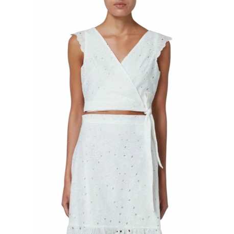 Top wrap court broderies anglaises blanc Paul Smith Femme W2R 367M P31289 01 Strasbourg Boutique Online Mode 