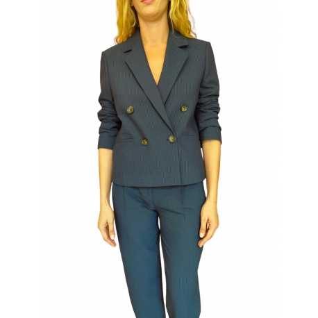 Veste courte seersucker navy croisée W2R 384JB P31291 49 Paul Smith Femme boutique Strasbourg online vêtement mode