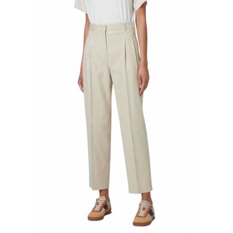 Pantalon droit pinces tailleur lin coton beige rayé blanc Paul Smith femme W2R 207T P31282 11 boutique Strasbourg vêtement